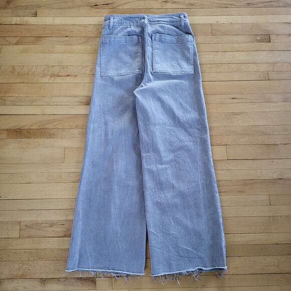 Oat High Rise Wide Leg Jeans Size 29 Gray Pants Crop Light Faded Denim 28x28 - Picture 4 of 10